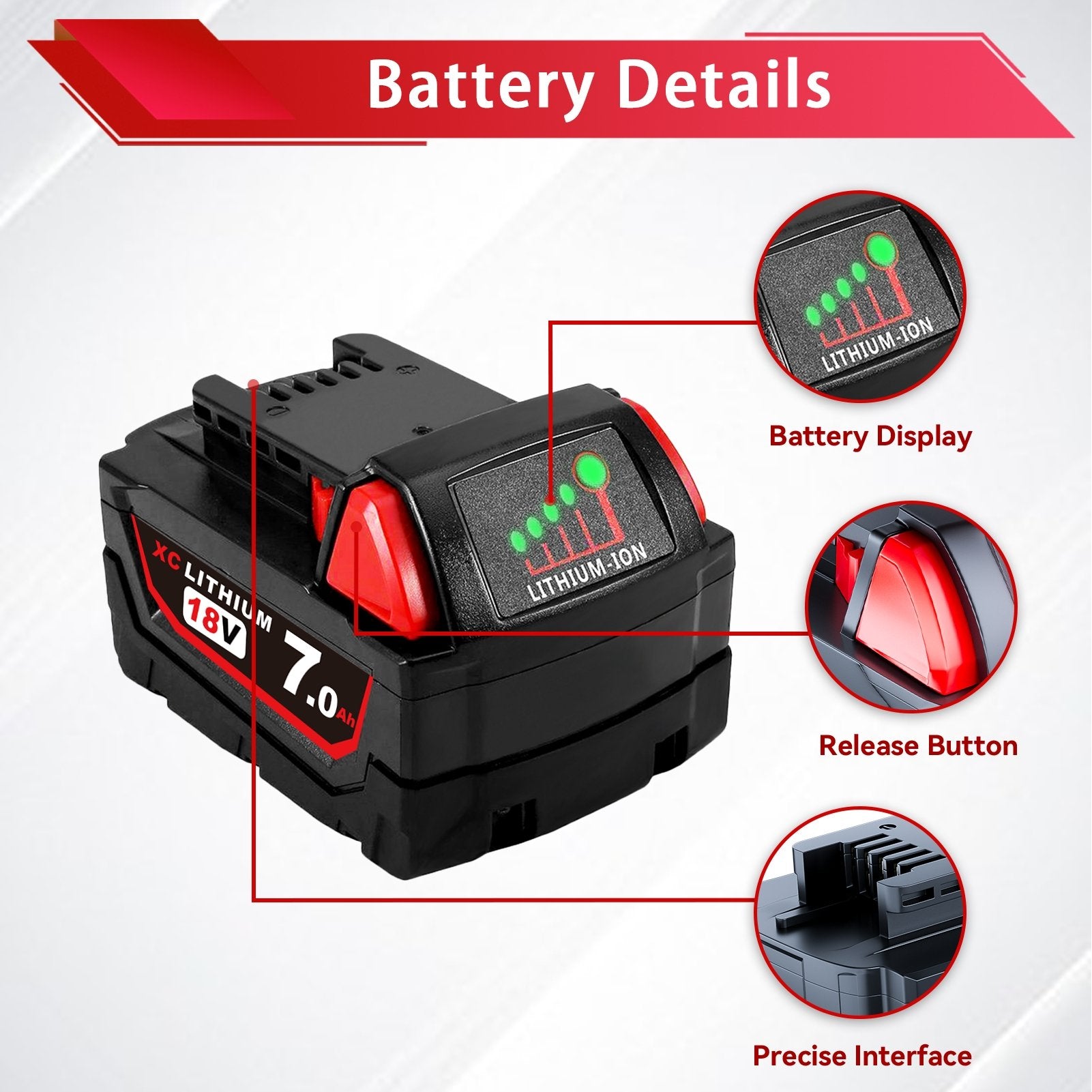 M18-High-quality 6A Battery（35E Samsung ）( 6Ah 18V 35E Samsung cell )