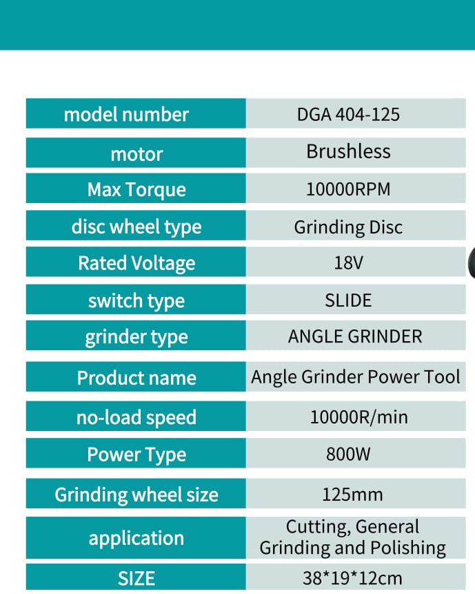 DGA 404-125 18V Brushless Cordless Angle Grinder