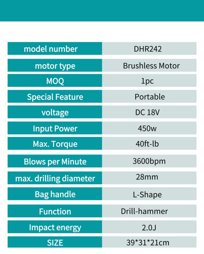DHR242 Cordless Hammer Driver Drill - 18V