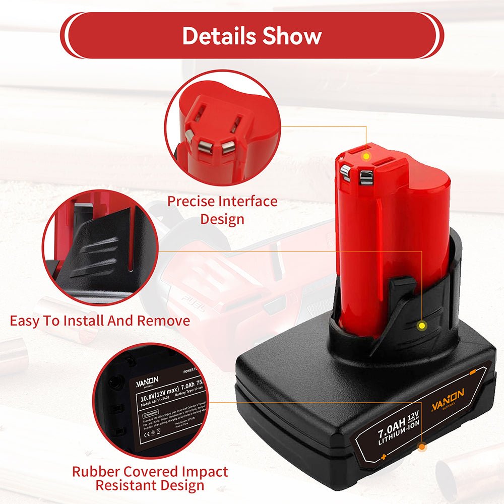 For Milwaukee 12V 7.0Ah Battery Replacement | M12 Battery