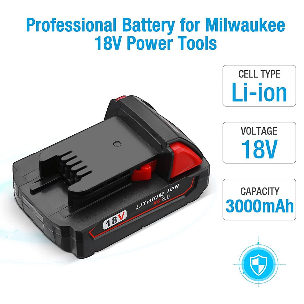 For Milwaukee 18V Battery Replacement | M18 3.0Ah Li-Ion Battery